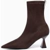 imageCoutgo Womens Ankle Boots Pointed Toe Low Kitten Heel Side Zipper Office Dress Fall Booties ShoesChocolate Suede