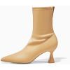 imageCoutgo Womens Ankle Boots Pointed Toe Low Kitten Heel Side Zipper Office Dress Fall Booties ShoesKhaki