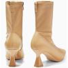 imageCoutgo Womens Ankle Boots Pointed Toe Low Kitten Heel Side Zipper Office Dress Fall Booties ShoesKhaki