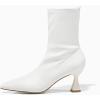 imageCoutgo Womens Ankle Boots Pointed Toe Low Kitten Heel Side Zipper Office Dress Fall Booties ShoesWhite