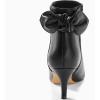 imageCoutgo Womens Kitten Heel Ankle Boots Bow Closed Pointed Toe Booties Pleated Side Zipper Winter Boot Shoes Black size 85
