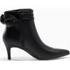 imageCoutgo Womens Kitten Heel Ankle Boots Bow Closed Pointed Toe Booties Pleated Side Zipper Winter Boot Shoes Black size 85