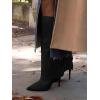 imageCoutgo Womens Knee High Boots Fold Over Pointed Toe Stiletto High Heel Boot Sexy Winter Tall Boots