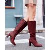 imageCoutgo Womens Knee High Boots Pointed Toe Chunky Heel Boot Side Zipper Winter Long BootsReddish Brown