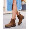 imageCoutgo Womens Low Heel Chelsea Ankle Boots Platform Lug Sole Booties Pull On Fall Short Boot ShoesBrown