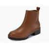 imageCoutgo Womens Low Heel Chelsea Ankle Boots Platform Lug Sole Booties Pull On Fall Short Boot ShoesBrown