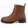 imageCoutgo Womens Low Heel Chelsea Ankle Boots Platform Lug Sole Booties Pull On Fall Short Boot ShoesBrown