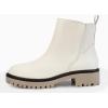 imageCoutgo Womens Low Heel Chelsea Ankle Boots Platform Lug Sole Booties Pull On Fall Short Boot ShoesCreamy White