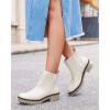 imageCoutgo Womens Low Heel Chelsea Ankle Boots Platform Lug Sole Booties Pull On Fall Short Boot ShoesCreamy White