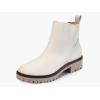 imageCoutgo Womens Low Heel Chelsea Ankle Boots Platform Lug Sole Booties Pull On Fall Short Boot ShoesCreamy White