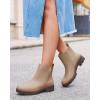 imageCoutgo Womens Low Heel Chelsea Ankle Boots Platform Lug Sole Booties Pull On Fall Short Boot ShoesKhaki