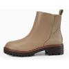 imageCoutgo Womens Low Heel Chelsea Ankle Boots Platform Lug Sole Booties Pull On Fall Short Boot ShoesKhaki