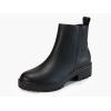 imageCoutgo Womens Low Heel Chelsea Ankle Boots Platform Lug Sole Booties Pull On Fall Short Boot ShoesPu Black