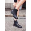 imageCoutgo Womens Low Heel Chelsea Ankle Boots Platform Lug Sole Booties Pull On Fall Short Boot ShoesPu Black