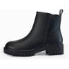 imageCoutgo Womens Low Heel Chelsea Ankle Boots Platform Lug Sole Booties Pull On Fall Short Boot ShoesPu Black