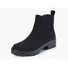imageCoutgo Womens Low Heel Chelsea Ankle Boots Platform Lug Sole Booties Pull On Fall Short Boot ShoesSuede Black