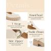 imageCoutgo Womens Platform Loafers T Strap Chunky Low Heel Buckle Strap Mary Jane Comfortable Casual Office ShoesBeige