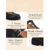 imageCoutgo Womens Platform Loafers T Strap Chunky Low Heel Buckle Strap Mary Jane Comfortable Casual Office ShoesBlack