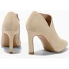 imageCoutgo Womens Pointed Toe V Cut Ankle Boots Kitten Heel Side Zip Office BootiesBeige