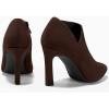 imageCoutgo Womens Pointed Toe V Cut Ankle Boots Kitten Heel Side Zip Office BootiesChocolate