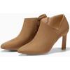 imageCoutgo Womens Pointed Toe V Cut Ankle Boots Kitten Heel Side Zip Office BootiesLight Brown