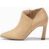 imageCoutgo Womens Pointed Toe V Cut Ankle Boots Kitten Heel Side Zip Office BootiesLight Khaki