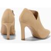 imageCoutgo Womens Pointed Toe V Cut Ankle Boots Kitten Heel Side Zip Office BootiesLight Khaki