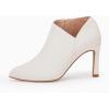 imageCoutgo Womens Pointed Toe V Cut Ankle Boots Kitten Heel Side Zip Office BootiesWhite