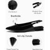 imageCoutgo Womens Slingback Flats Bow Slip on Dress Shoes Buckle Comfortable Ballet Flats Pointed Toe Flat Party Work ShoesBlack