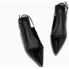 imageCoutgo Womens Slingback Flats Bow Slip on Dress Shoes Buckle Comfortable Ballet Flats Pointed Toe Flat Party Work ShoesBlack