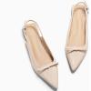 imageCoutgo Womens Slingback Flats Bow Slip on Dress Shoes Buckle Comfortable Ballet Flats Pointed Toe Flat Party Work ShoesNude