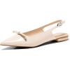 imageCoutgo Womens Slingback Flats Bow Slip on Dress Shoes Buckle Comfortable Ballet Flats Pointed Toe Flat Party Work ShoesNude