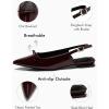 imageCoutgo Womens Slingback Flats Bow Slip on Dress Shoes Buckle Comfortable Ballet Flats Pointed Toe Flat Party Work ShoesRedbrown