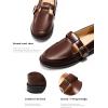 imageCoutgo Womens Slip On Loafers TStrap Closed Round Toe Flats Comfortable Work Business Dress ShoesDark Brown