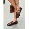 imageCoutgo Womens Slip On Loafers TStrap Closed Round Toe Flats Comfortable Work Business Dress ShoesDark Brown