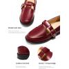 imageCoutgo Womens Slip On Loafers TStrap Closed Round Toe Flats Comfortable Work Business Dress ShoesWine Red