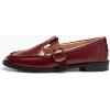 imageCoutgo Womens Slip On Loafers TStrap Closed Round Toe Flats Comfortable Work Business Dress ShoesWine Red