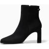 imageCoutgo Womens Square Toe Ankle Boots Chunky Block Heel Side Zipper Booties Faux Suede Winter ShoesBlack
