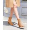 imageCoutgo Womens Square Toe Ankle Boots Chunky Block Heel Side Zipper Booties Faux Suede Winter ShoesKhaki