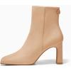 imageCoutgo Womens Square Toe Ankle Boots Chunky Block Heel Side Zipper Booties Faux Suede Winter ShoesKhaki