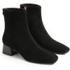 imageCoutgo Womens Ankle Boots Chunky Low Heel Square Toe Booties Side Zipper Winter Dress ShoesBlack