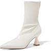 imageCoutgo Womens Ankle Boots Pointed Toe Low Kitten Heel Side Zipper Office Dress Fall Booties ShoesBeige