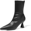 imageCoutgo Womens Ankle Boots Pointed Toe Low Kitten Heel Side Zipper Office Dress Fall Booties ShoesBlack