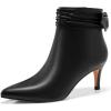imageCoutgo Womens Kitten Heel Ankle Boots Bow Closed Pointed Toe Booties Pleated Side Zipper Winter Boot Shoes Black size 85