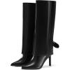 imageCoutgo Womens Knee High Boots Fold Over Pointed Toe Stiletto High Heel Boot Sexy Winter Tall Boots