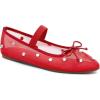 imageCoutgo Womens Mesh Ballet Flats Crystal Rhinestone Studded Comfortable Mary Jane Dress ShoesRed