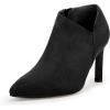 imageCoutgo Womens Pointed Toe V Cut Ankle Boots Kitten Heel Side Zip Office BootiesBlack1