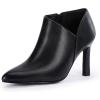 imageCoutgo Womens Pointed Toe V Cut Ankle Boots Kitten Heel Side Zip Office BootiesBlackpu