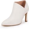 imageCoutgo Womens Pointed Toe V Cut Ankle Boots Kitten Heel Side Zip Office BootiesWhite