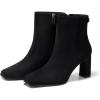 imageCoutgo Womens Square Toe Ankle Boots Chunky Block Heel Side Zipper Booties Faux Suede Winter ShoesBlack